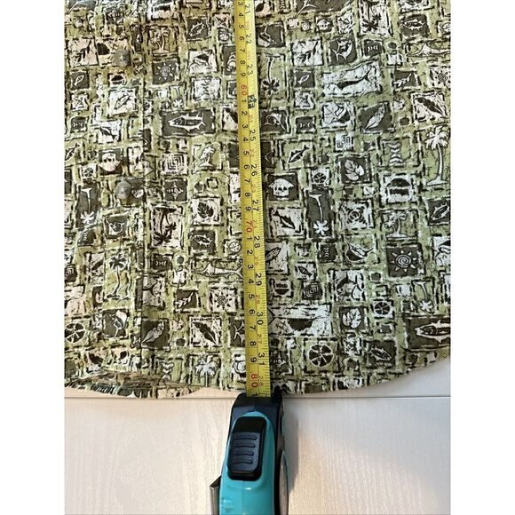 Columbia Mens L Fishing Hawaiian Button Down Short Sleeve Green Beach Design - Picture 5 of 6